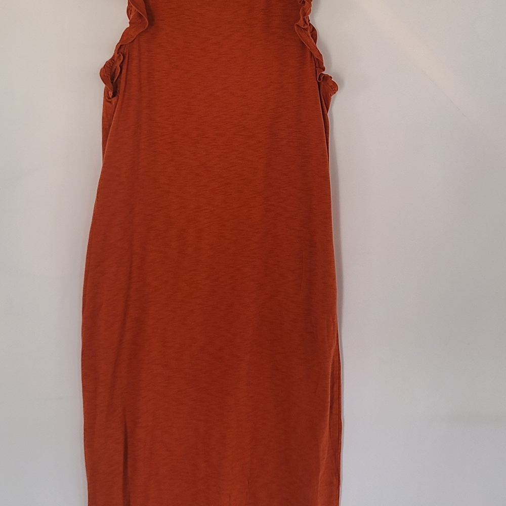 Universal Thread Rust Red Ruffle Tank Midi Dress Cotton L - Picture 3 of 7